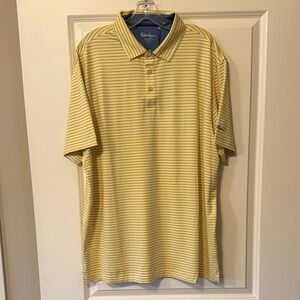 Walter Hagen Yellow and Blue Striped Polo Shirt. Brand New